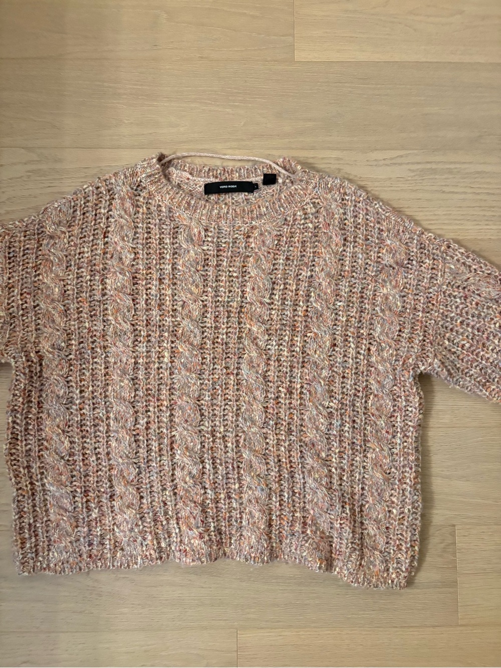 Vero Moda Peach-Multitone Cable Crewneck Sweater